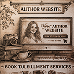 Author website design preview on a screen