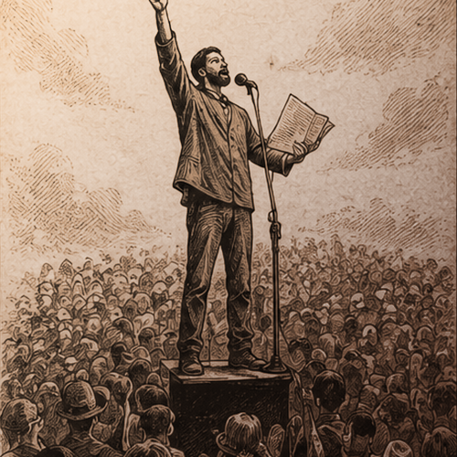 Speaker at a podium addressing an audience
